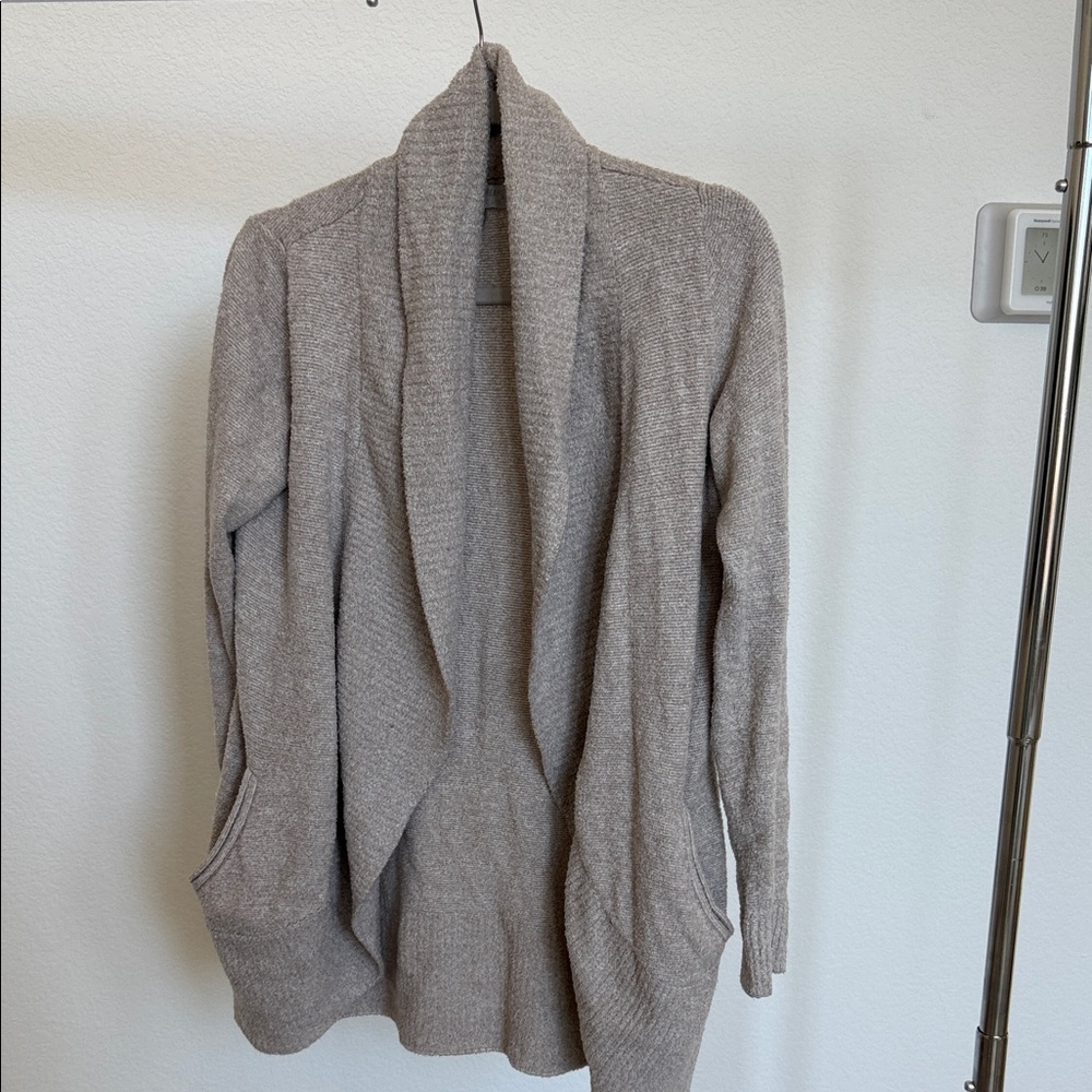 Barefoot Dreams cozy chic lite Taupe/beige Open Front Cardigan